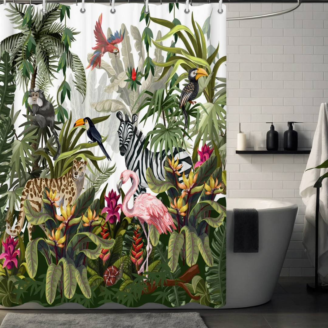 Tropical Rainforest Palm Tree Shower Curtain