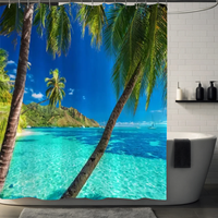 Thumbnail for Turquoise Palm Tree Shower Curtain