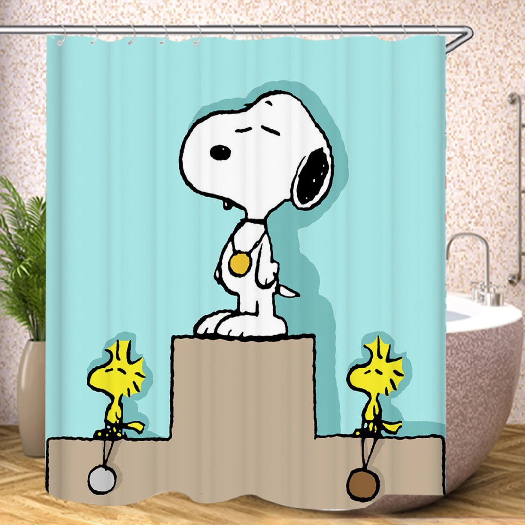 Turquoise Snoopy Shower Curtain 
