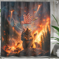 Thumbnail for Unique Patriot Bear American Flag Shower Curtain