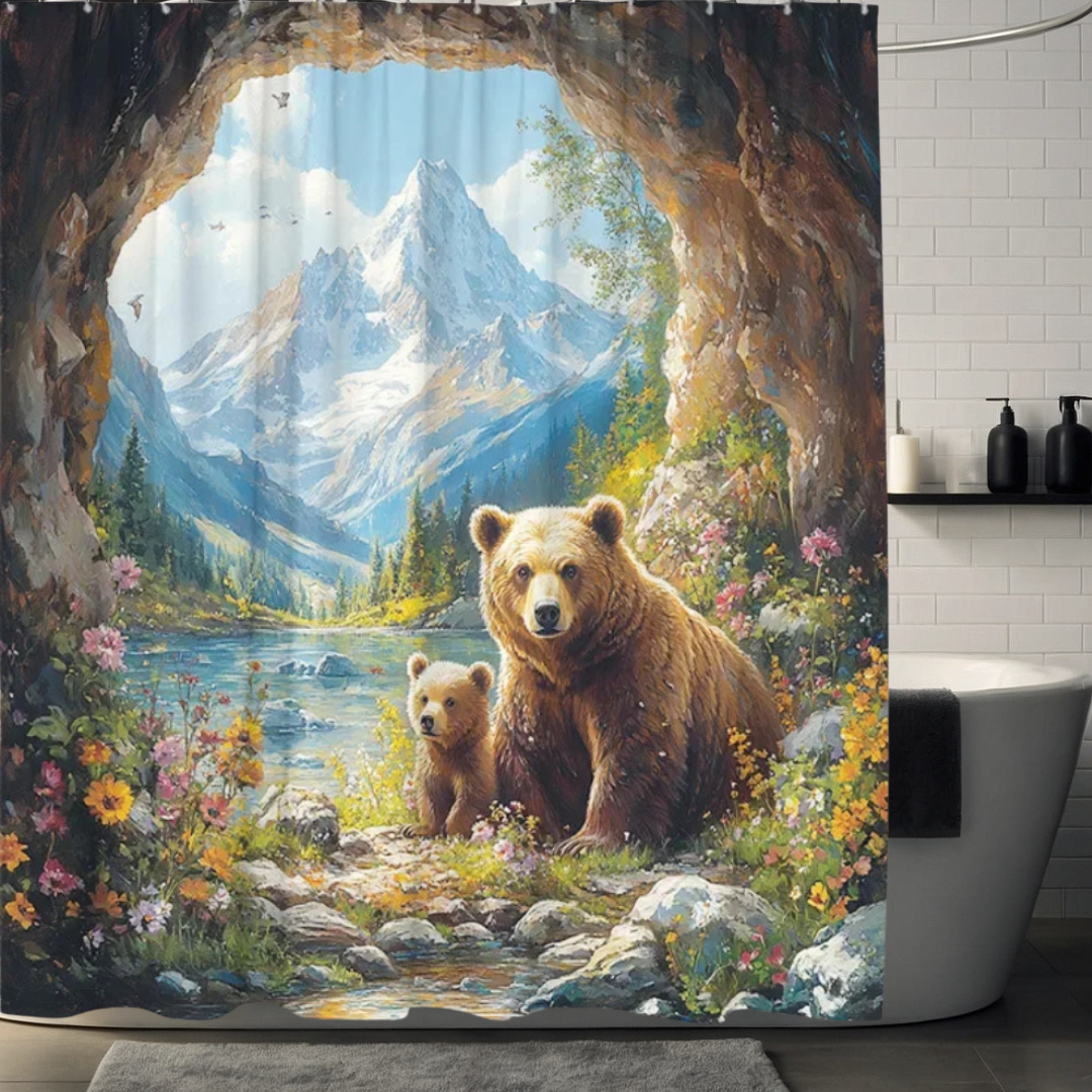 Valley Bloom Bear Shower Curtain