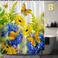 Thumbnail for BLUE AND YELLOW Vibrant Floral Shower Curtain