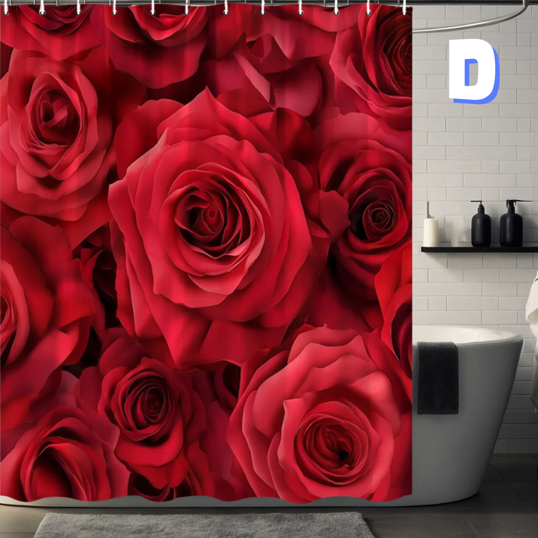 Vibrant Floral RED ROSES Shower Curtain