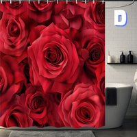 Thumbnail for Vibrant Floral RED ROSES Shower Curtain