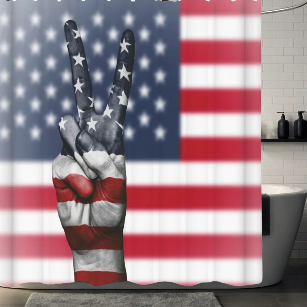 Victory Hand American Flag Shower Curtain