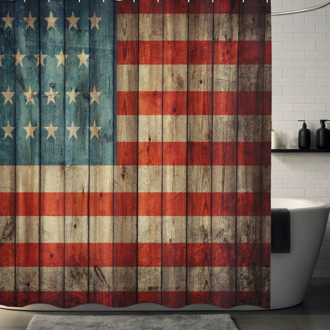 Vintage American Flag Shower Curtain