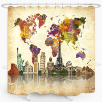 Thumbnail for Vintage Landmarks World Map Shower Curtain 