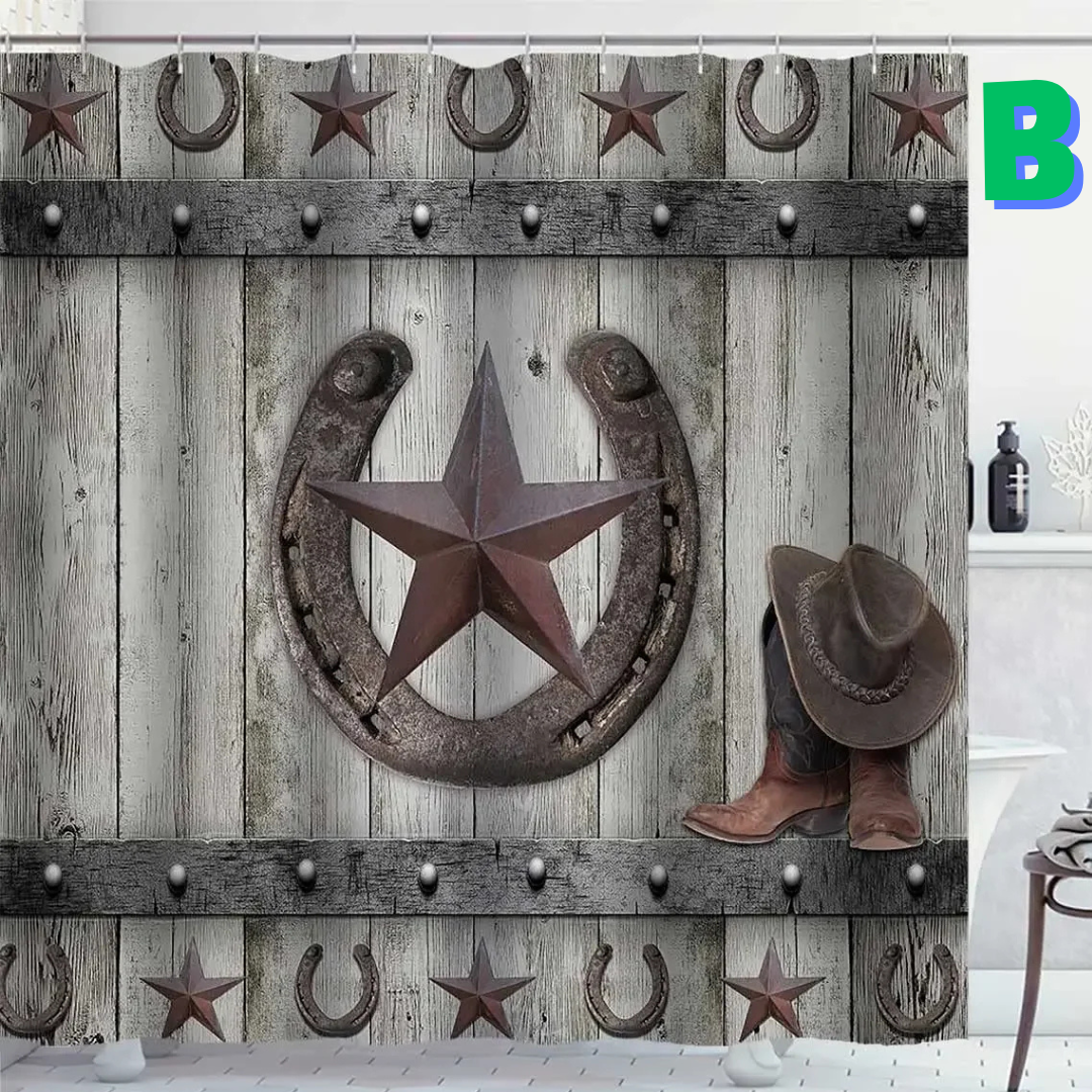 GRAY Western Farmhouse Shower Curtain