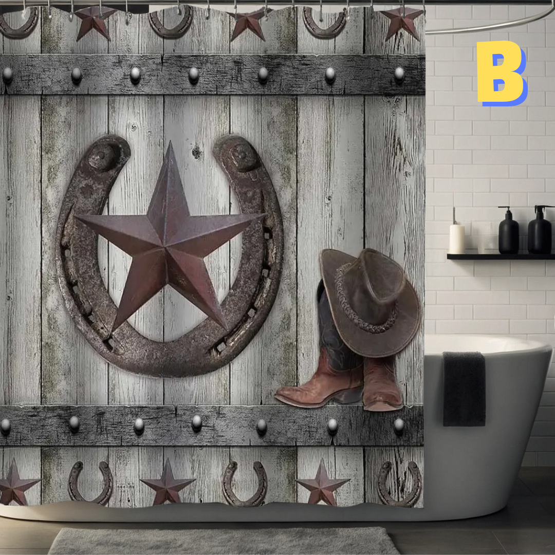 GRAY Western Farmhouse Shower Curtain