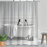 Thumbnail for White Bath Penguin Shower Curtain