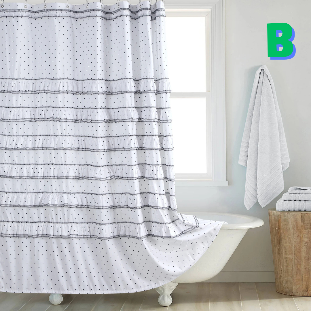 White Farmhouse POLKA DOT Shower Curtain