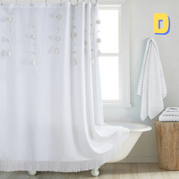 Thumbnail for White Farmhouse POM POM Shower Curtain