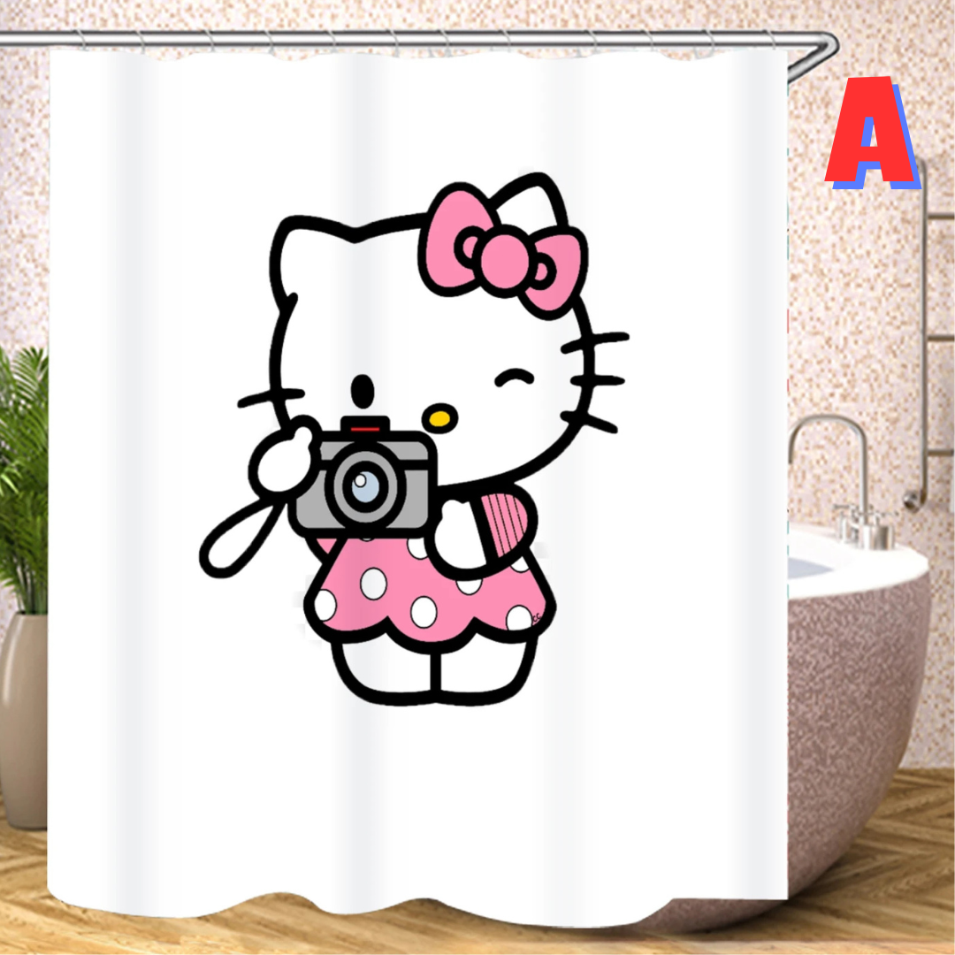 White Hello Kitty Shower Curtain