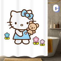 Thumbnail for White Hello Kitty Shower Curtain WITH TEDDY BEAR
