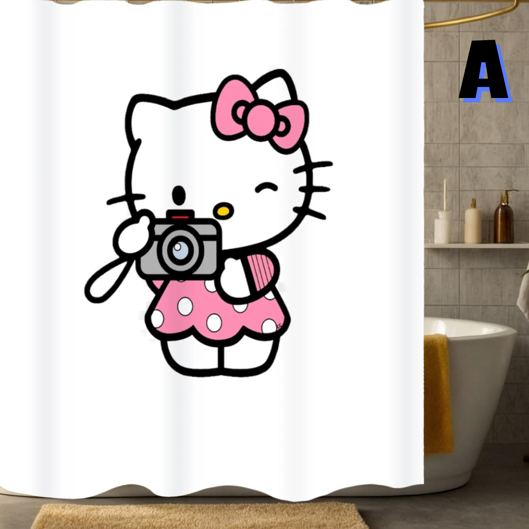 White Hello Kitty Shower Curtain