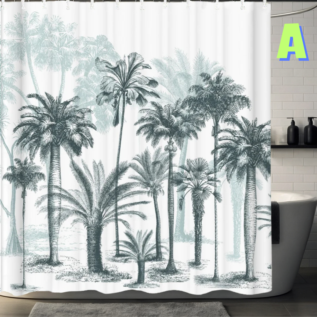 White Palm Tree Shower Curtain