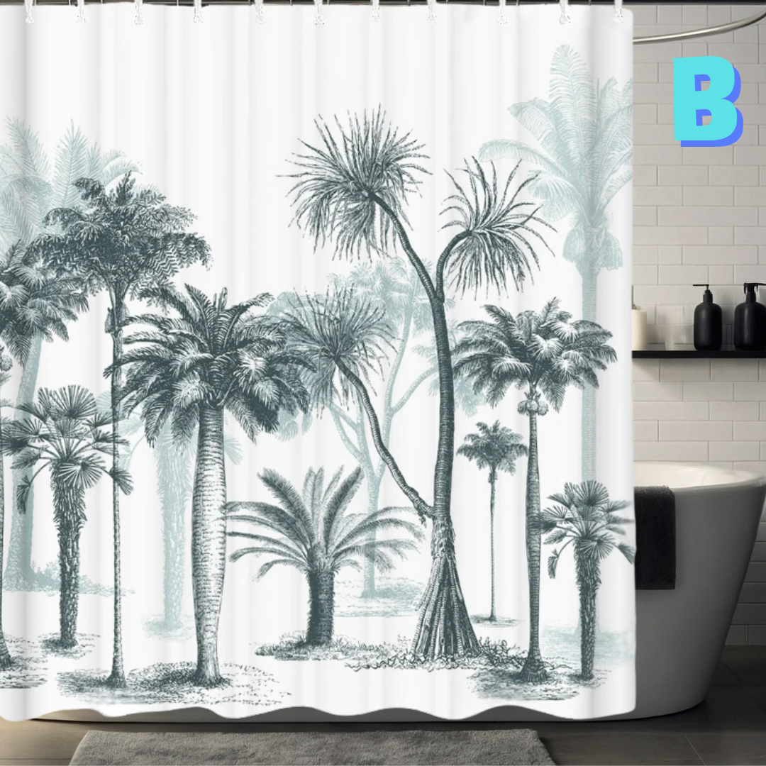 MODERN White Palm Tree Shower Curtain
