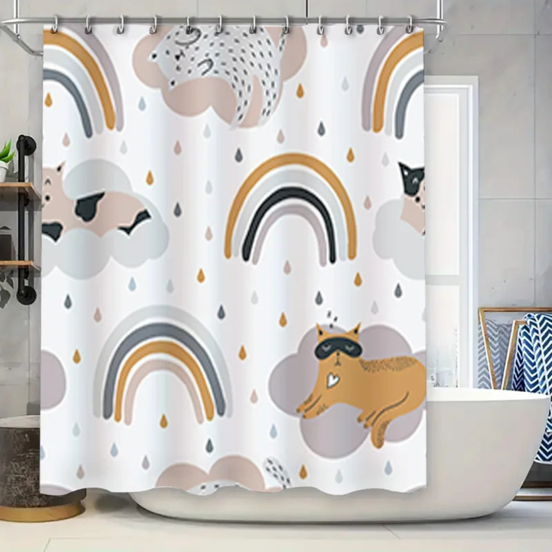 White Rainbow Shower Curtain 