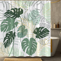 Thumbnail for Willow Calm Monstera Shower Curtain