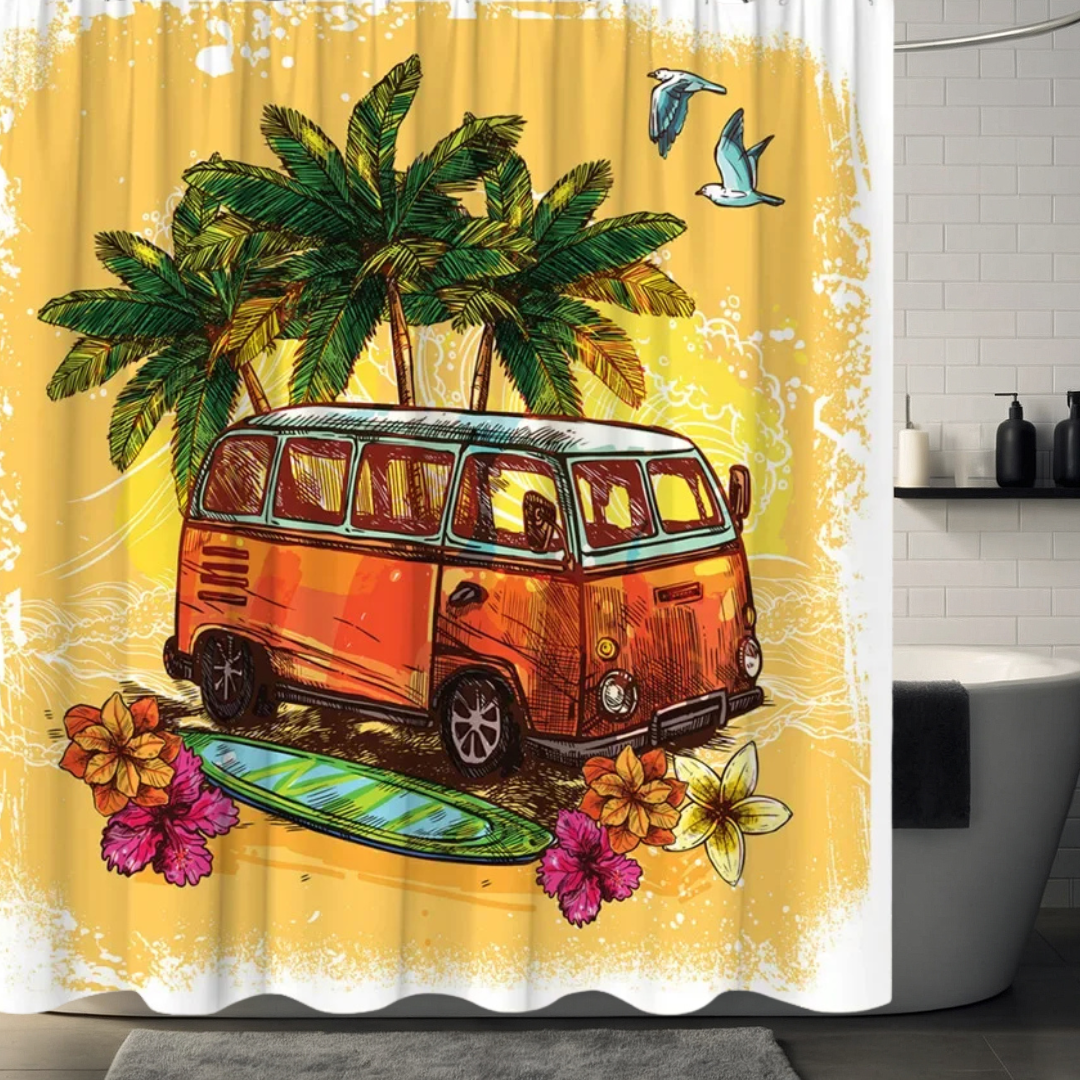 Yellow Palm Tree Shower Curtain
