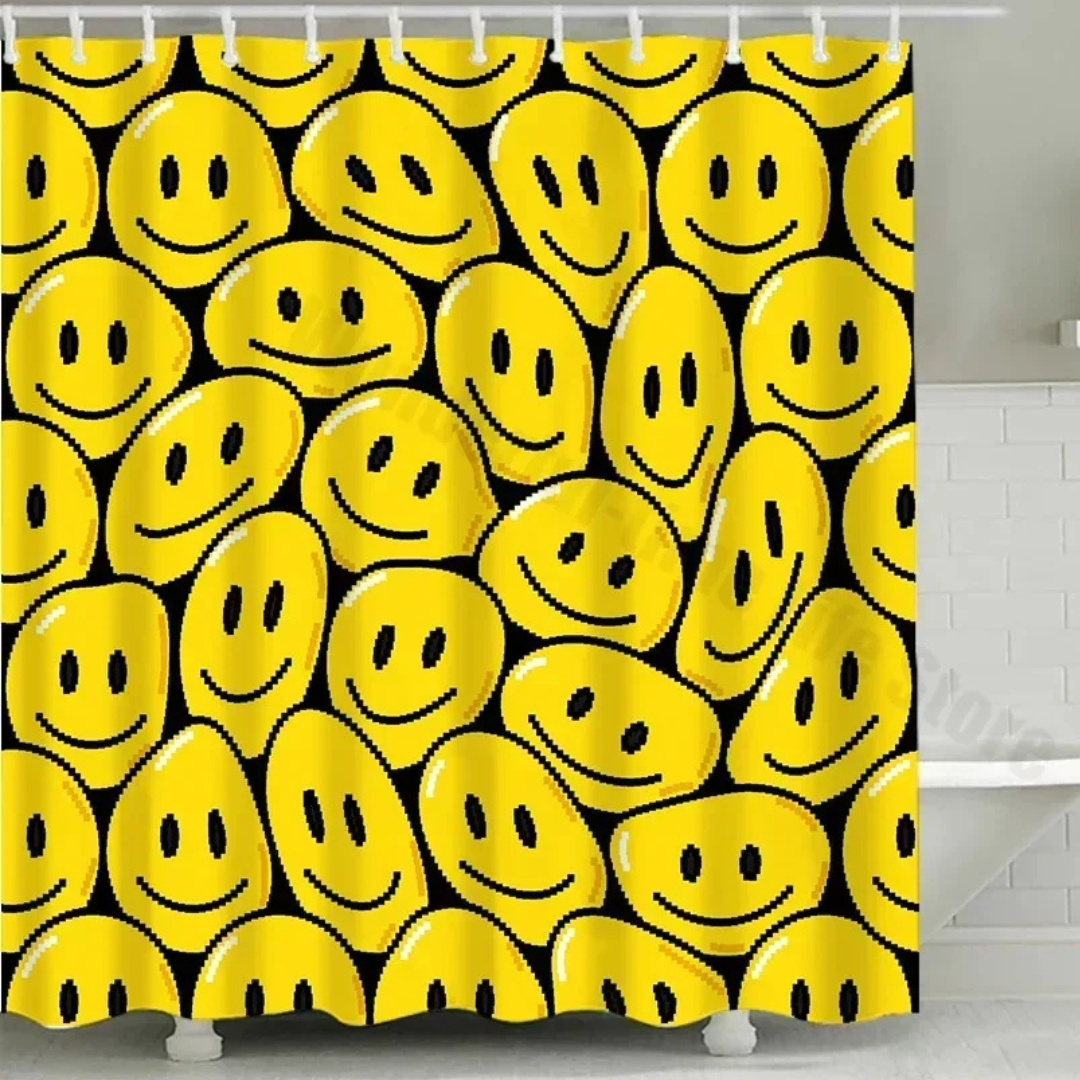 Yellow Smiley Face Shower Curtain