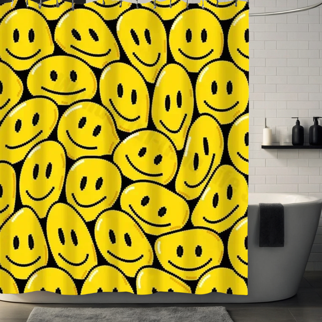 Yellow Smiley Face Shower Curtain