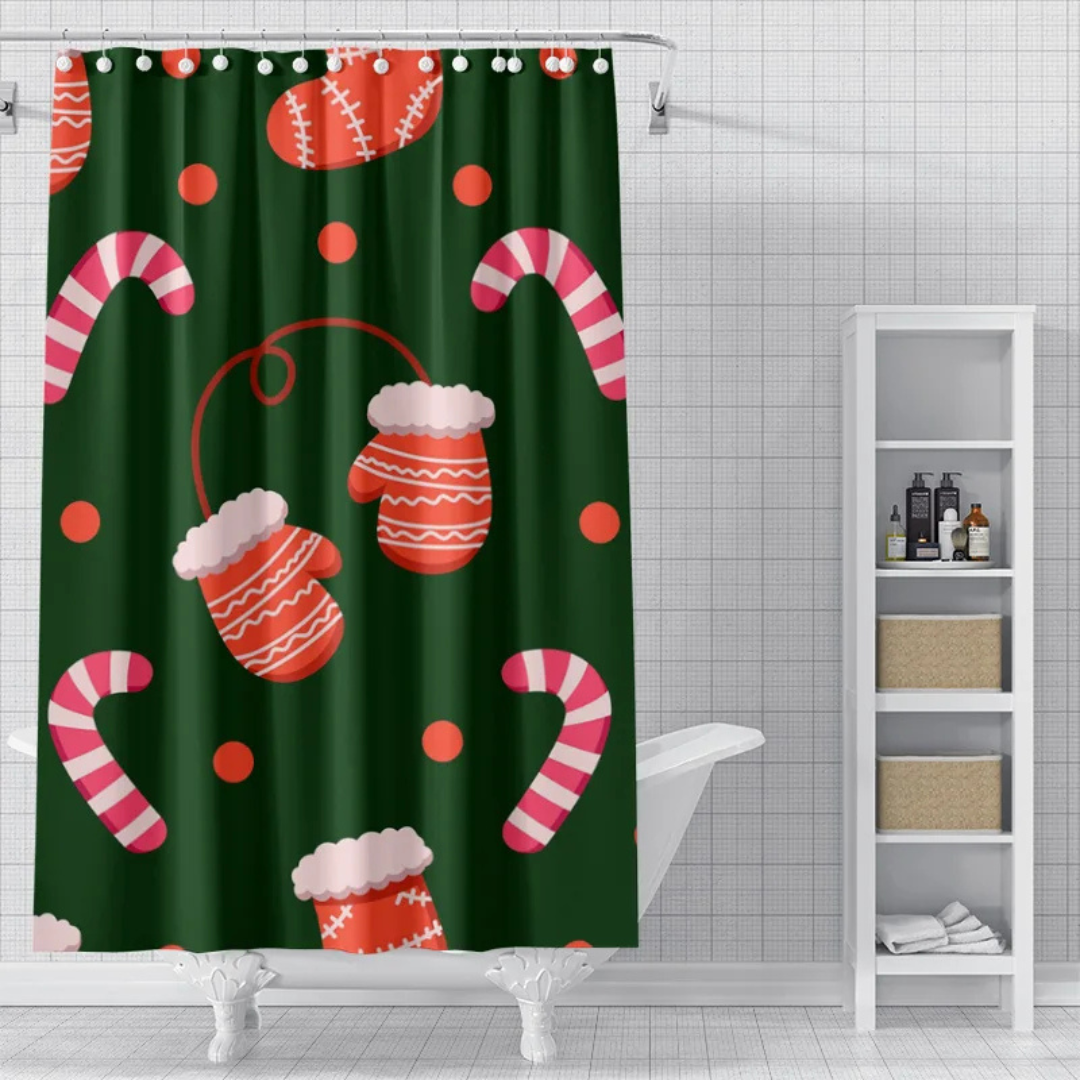 candy cane christmas shower curtain