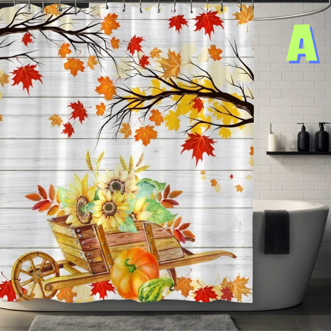 Yellow Farmhouse Shower Curtain WITH SUNFLOWERS
