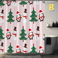Thumbnail for green christmas tree shower curtain with snowman