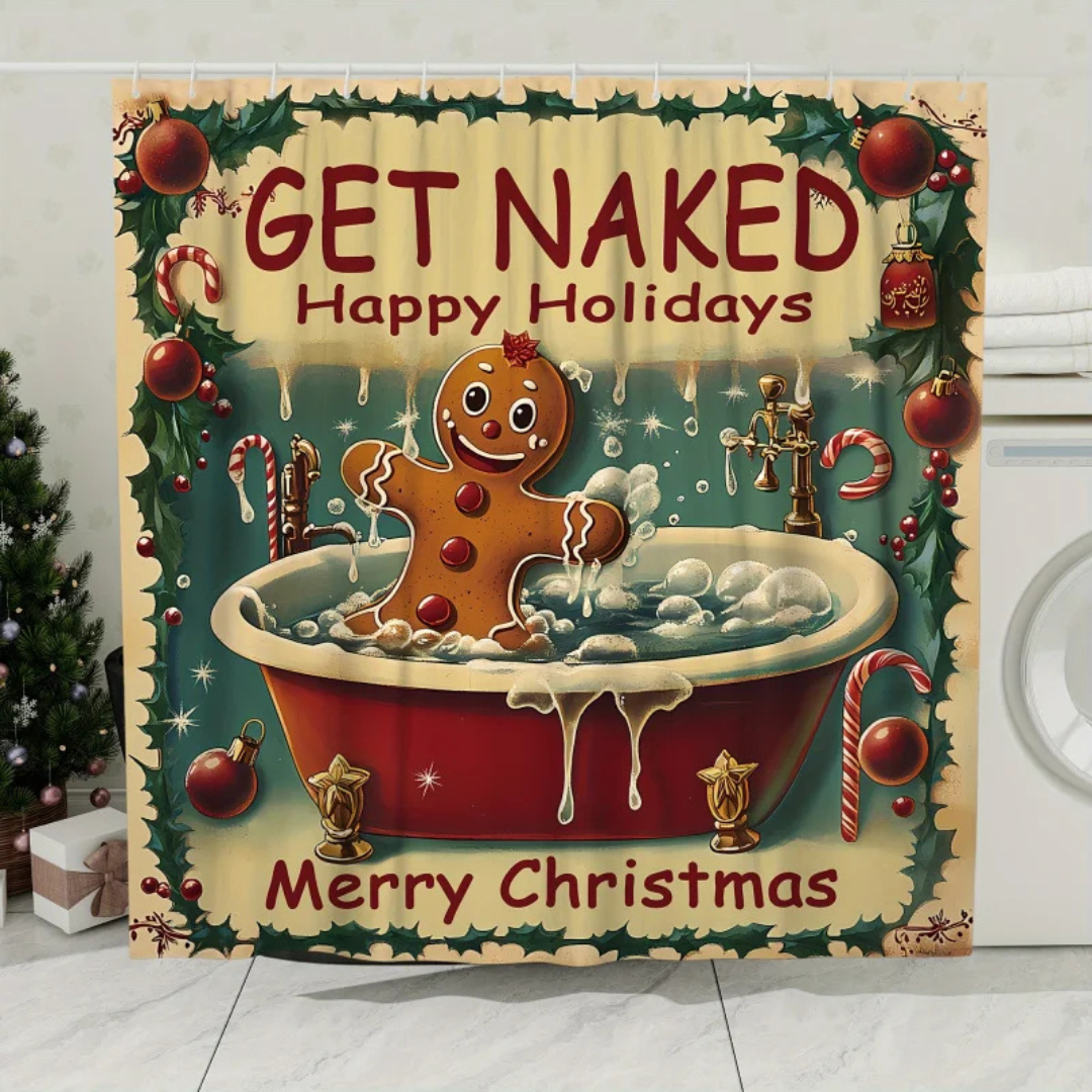 gingerbread christmas shower curtain