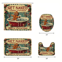 Thumbnail for gingerbread christmas shower curtain full set size