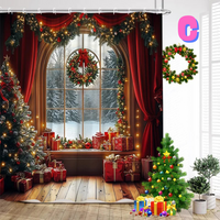 Thumbnail for modern green christmas tree shower curtain