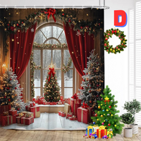 Thumbnail for whimsical green christmas tree shower curtain