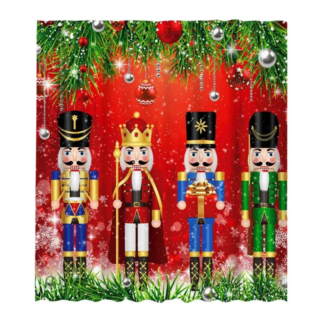 simple nutcracker christmas shower curtain 