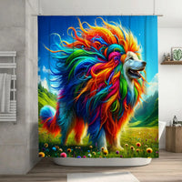 Thumbnail for Rainbow Pompom Dog Shower Curtain