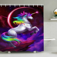 Thumbnail for rainbow unicorn shower curtain