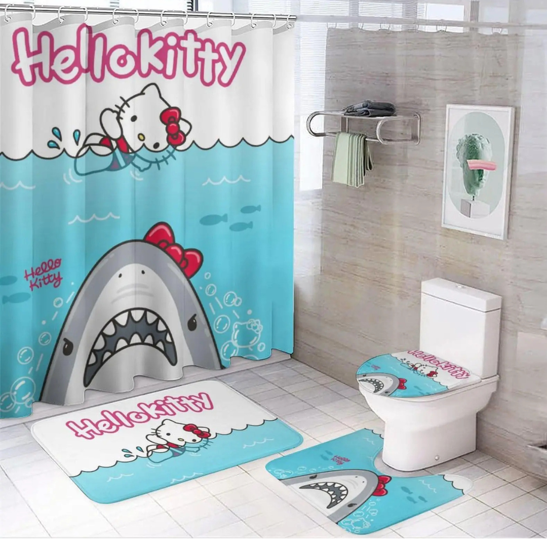 shark hello kitty shower curtain