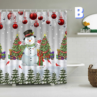 Thumbnail for snowman christmas shower curtain WITH TREES