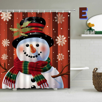 Thumbnail for snowman christmas shower curtain with hat